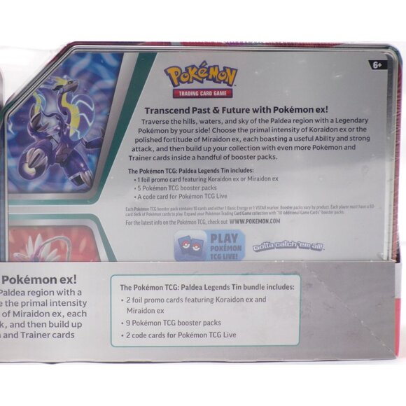Pokemon TCG Paldea Legends Tins Miraidon Ex & Koraidon Ex Factory Sealed Cards - Picture 8 of 10